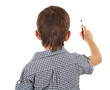 Photo: Cute little boy drawing isolated on white Cute little boy drawing isolated on white