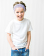 ittle girl in white t-shirt