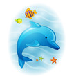 Vektor: Vector Illustration of a Cartoon Dolphin Vector Illustration of a Cartoon Dolphin