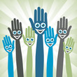 Hands with happy faces.
