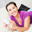 beauty girl with tablet pc