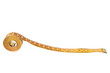 Old tape measure on white background