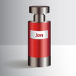 Red bottle with liquid for cosmetic