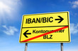 Schild mit IBAN BIC