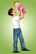 Man dad child baby character cartoon style vector illustration