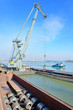 crane and steel plate in harbor