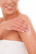 Photo: Beautiful woman massage herself with cream Beautiful woman massage herself with cream