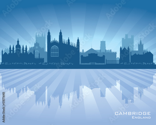 Vector: Cambridge England city skyline silhouette Cambridge England city skyline silhouette