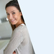 Smiling woman with happy look on her face