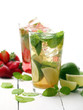 Fresh tasty strawberry and mint mojito
