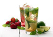 Fresh tasty strawberry and mint mojito