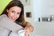 Smiling woman with happy look on her face