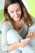 Relaxing at home and connected on internet