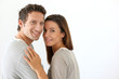 Smiling couple on white background