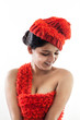 Sexy indian girl wearing red cap and top