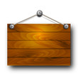 Vector wooden board hanging.