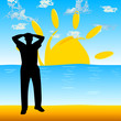 man on the beach vector silhouette illustration