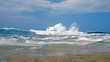 Waves crashing onto a reef