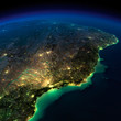 Illustration: Night Earth. A piece of South America - Brazil Night Earth. A piece of South America - Brazil