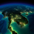 Illustration: Night Earth. A piece of Asia - Indochina peninsula Night Earth. A piece of Asia - Indochina peninsula