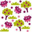 Vektor: seamless background of birds owl seamless background of birds owl