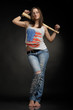 Woman with baseball bat