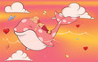 A whale girl in a candy world