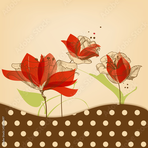 Vector: Retro floral beauty background Retro floral beauty background