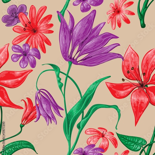 Vector: Beautiful floral seamless pattern vector Beautiful floral seamless pattern vector