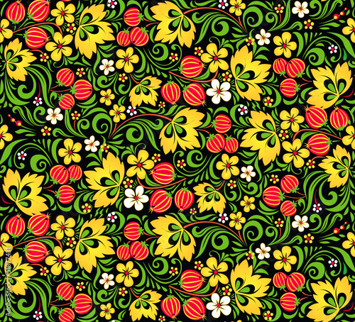 Vector: Vector pattern traditional Russian style Hohloma Vector pattern traditional Russian style Hohloma