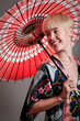 Kimono Girl With Parasol Portrait