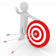 Illustration: man presenting center of the red target man presenting center of the red target