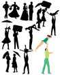 People dances dancing girls and guys a vector