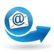 messagerie sur bouton web bleu