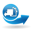 livraison à domicile sur bouton web bleu