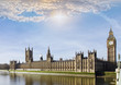 Westminster palace and Big Ben viewed from Westminster bridge.