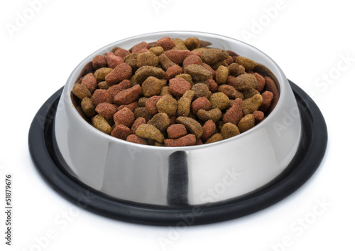 Photo: Steel bowl of pet food Steel bowl of pet food