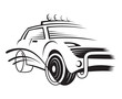 monochrome illustration of a car