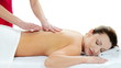Woman enjoy receiving massage at spa