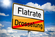 Orteingangsschild mit Flatrate und Drosselung