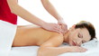 Woman enjoy receiving massage at spa