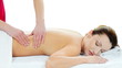 Woman enjoy receiving massage at spa