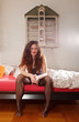 girl in lingerie wakes up after a long night of partying
