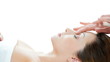 Woman enjoy receiving face massage