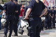 Photo: police on duty during a street protest police on duty during a street protest