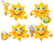 Funny sun with cool drinks and desserts