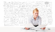 Pretty businesswoman planning and calculating various business i