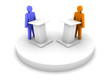 Debate. Speaking from a tribune, confrontation.