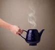 Tea pot with abstract white steam