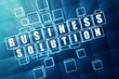 business solution in blue glass cubes